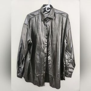 ASOS metallic gray oversized shirt small